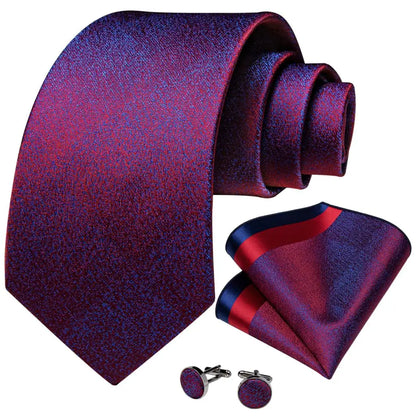 Pruple Red Blue Solid Men's Ties 8cm Wide Silk Neck Tie For Wedding Party Men Accessories Pocket Square Cufflinks Brooch Pin