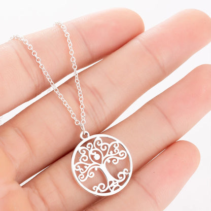 Stainless Steel Necklaces Women Flower Of Life Mandala Pendant Necklaces Sacred Geometry Spiritual Necklace Jewelry Gifts