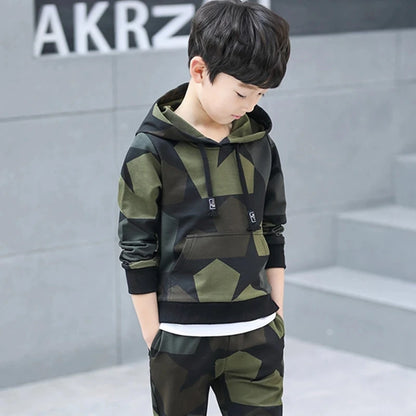 Teen Boys Clothes Set Kids Tracksuit Camouflage Costume Hoodies Tops Pants Children Clothing Boys Outfits 4 6 8 9 10 12 14 Years