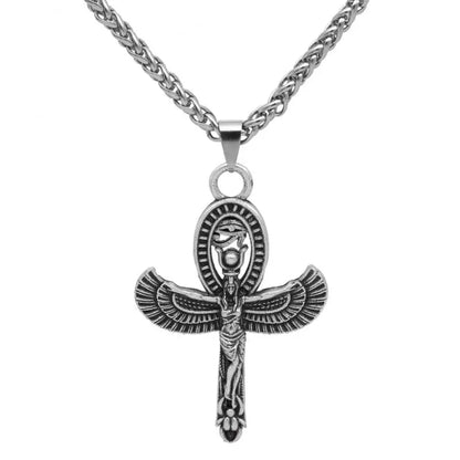 Classic Vintage Ancient Egyptian Ankh Cross Cleopatra Pendant Necklace for Men Women Trending Prayer Amulet Jewelry Gift