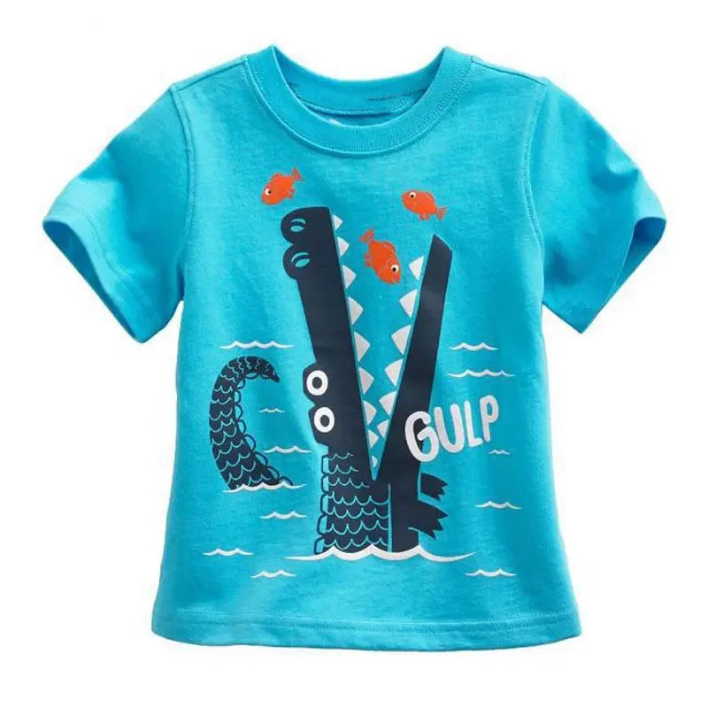 New Baby Boys T Shirt Cotton Car Printed Top Tees For Boy Kids Brand Shirt Tops Children Outwear Baby 2024 Summer Clothing