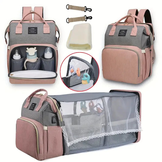 Diaper Bag Backpack Waterproof Large Capacity & Portable Baby Changing Station with Baby Stuff Organizer Baby Shower Gift