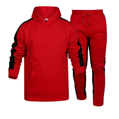 Mens Tracksuit Solid Color Casual Hooded Sweatshirt Suit High Quality Jogging Fitness 2 Pc Set Outdoors Football Sports Clothing