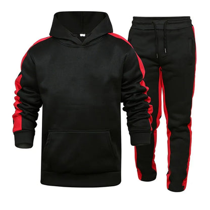 Mens Tracksuit Solid Color Casual Hooded Sweatshirt Suit High Quality Jogging Fitness 2 Pc Set Outdoors Football Sports Clothing