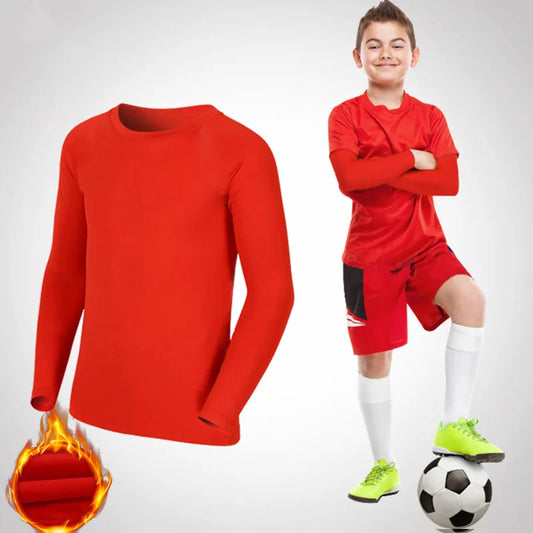 Kids Children Boy Girl Running Long T Shirt Fitness Sport Basketball Football Outdoor Hiking Jogging Thermal Soccer Clothes J25