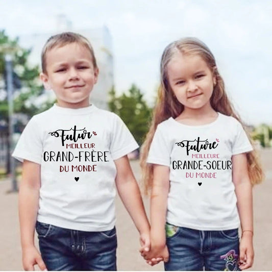 Future Big Brother/sister In The World Kids T-shirt  Baby Announcement Pregnancy Child T Shirt Summer Boys Girls Clothes Gifts