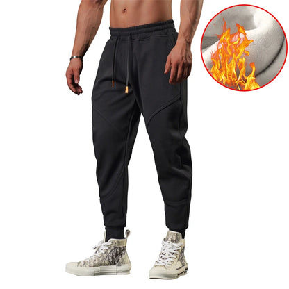 2023 Men's Winter Pants Thick Warm Sweats Thermal Lined Jogger Fleece Pants Big Trouser Male Plus Size Work 3XL black