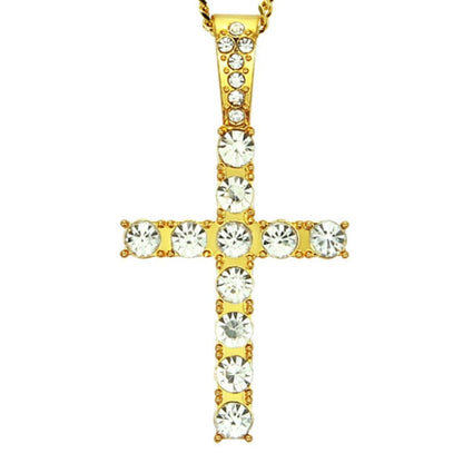 Bling Ankh Cross Necklace For Men Women Hip Hop Alloy Punk Cross Jewelry Full Rhinestone