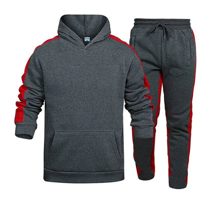 Mens Tracksuit Solid Color Casual Hooded Sweatshirt Suit High Quality Jogging Fitness 2 Pc Set Outdoors Football Sports Clothing