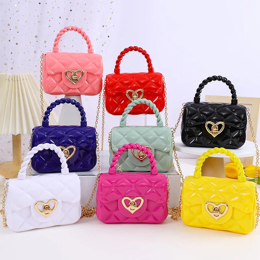 Fashion Kids PU Leather Crossbody Bags Girls Heart Shoulder Bags Children Mini Coin Purses Jelly Bag Kids Handbag Gifts