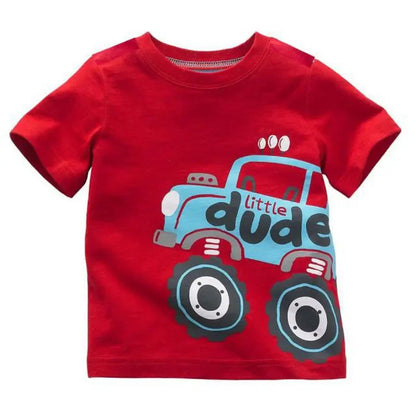 New Baby Boys T Shirt Cotton Car Printed Top Tees For Boy Kids Brand Shirt Tops Children Outwear Baby 2024 Summer Clothing