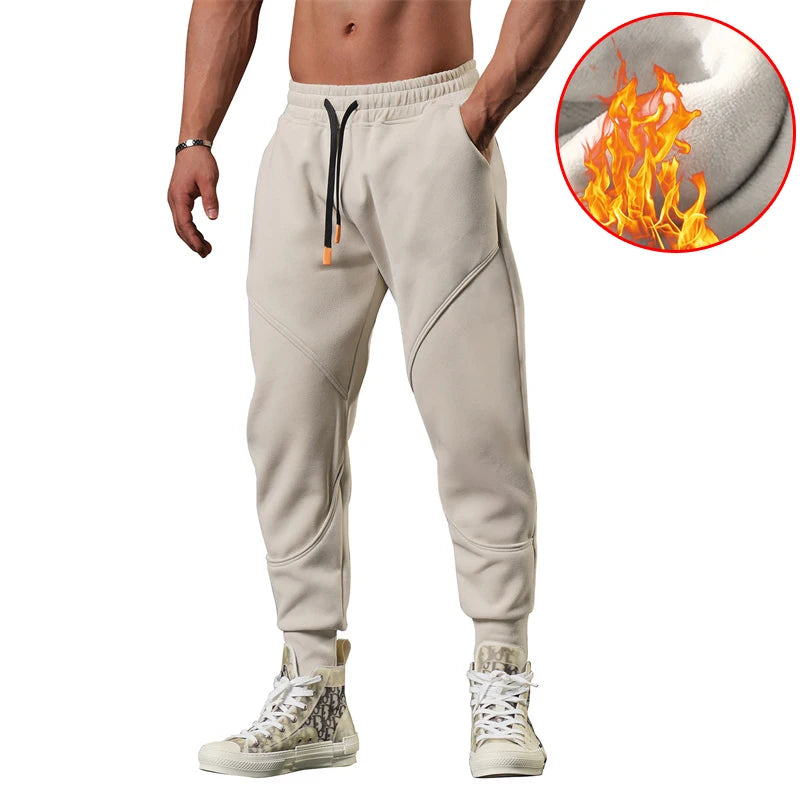 2023 Men's Winter Pants Thick Warm Sweats Thermal Lined Jogger Fleece Pants Big Trouser Male Plus Size Work 3XL black