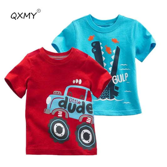 New Baby Boys T Shirt Cotton Car Printed Top Tees For Boy Kids Brand Shirt Tops Children Outwear Baby 2024 Summer Clothing