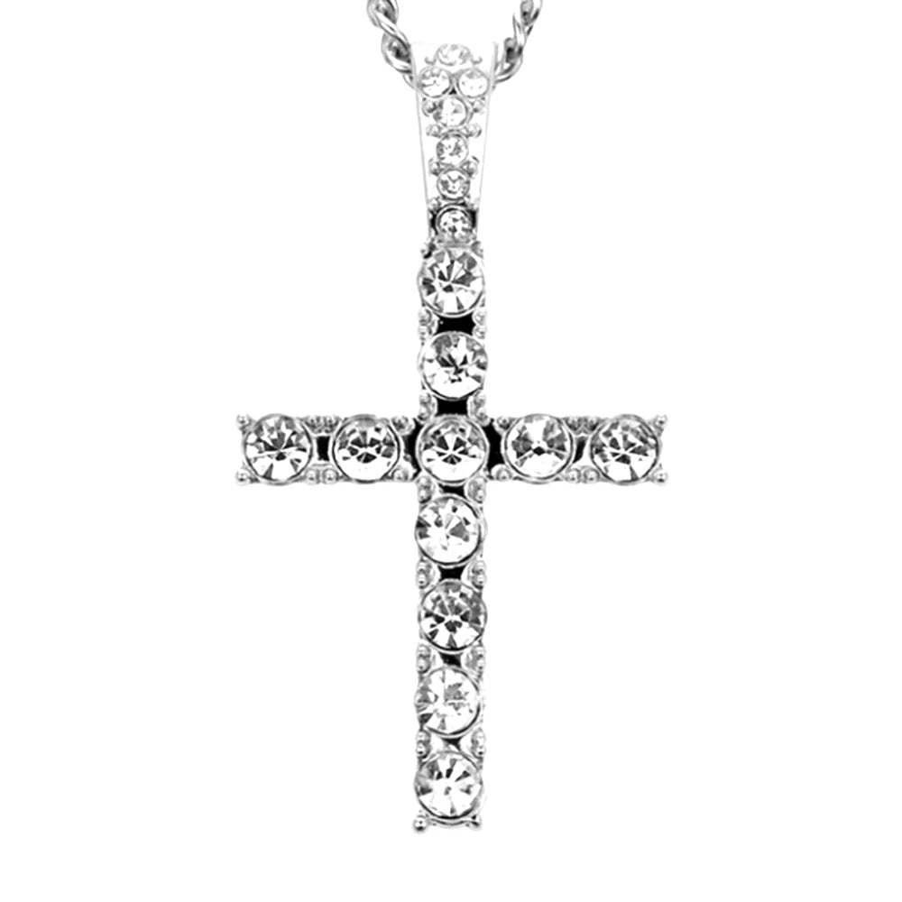 Bling Ankh Cross Necklace For Men Women Hip Hop Alloy Punk Cross Jewelry Full Rhinestone