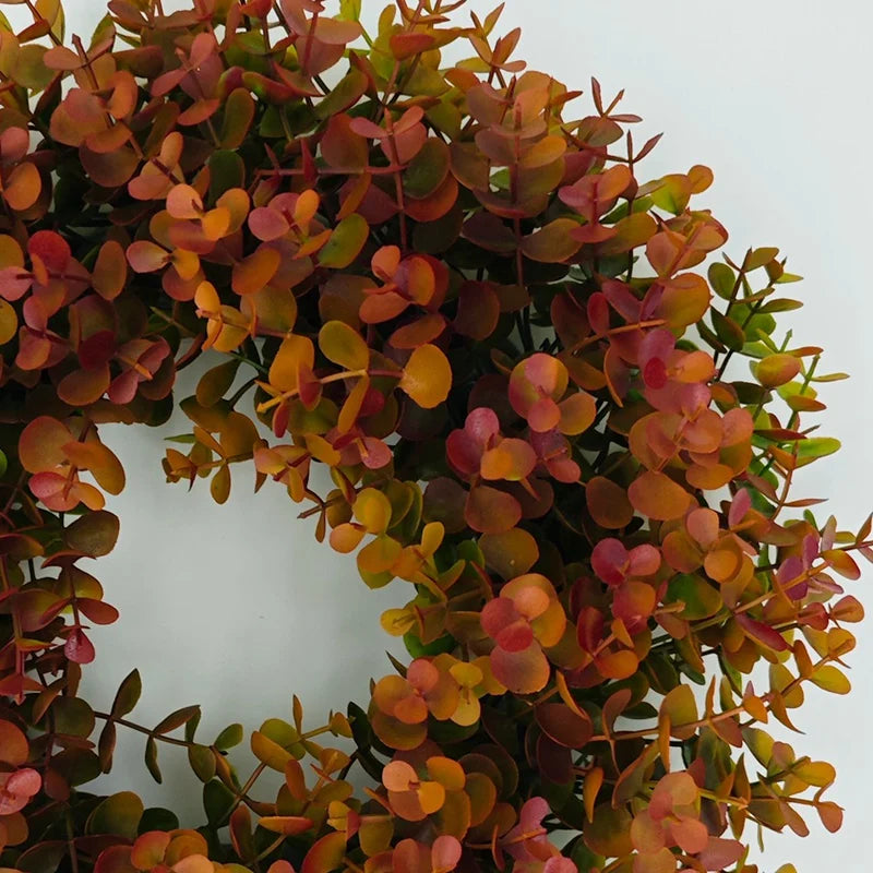 Artificial Eucalyptus Wreath For ront Door Thanksgiving Door Decoration Autumn Hanging Garland Ornament Plastic Wreath