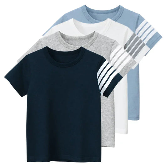 2025 Summer Clothes Children's T-Shirts Boys Striped Short Seleeve T Shirt Girls Short Sleeve O-Neck Cotton Top Kids Outfit