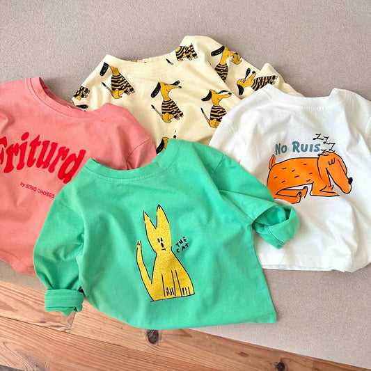 2023 Spring Kids Shirts Long Sleeve Tops for Boys Cartoon Girls T-shirts Summer Children Outfits Baby Tees Toddler Outerwear