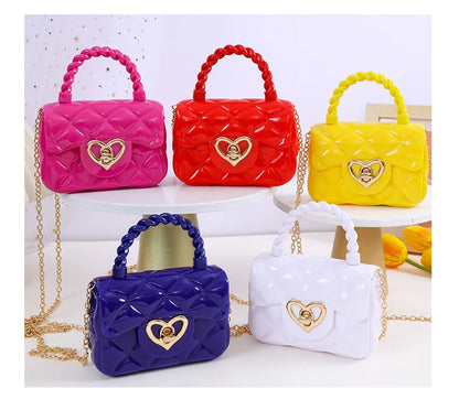 Fashion Kids PU Leather Crossbody Bags Girls Heart Shoulder Bags Children Mini Coin Purses Jelly Bag Kids Handbag Gifts