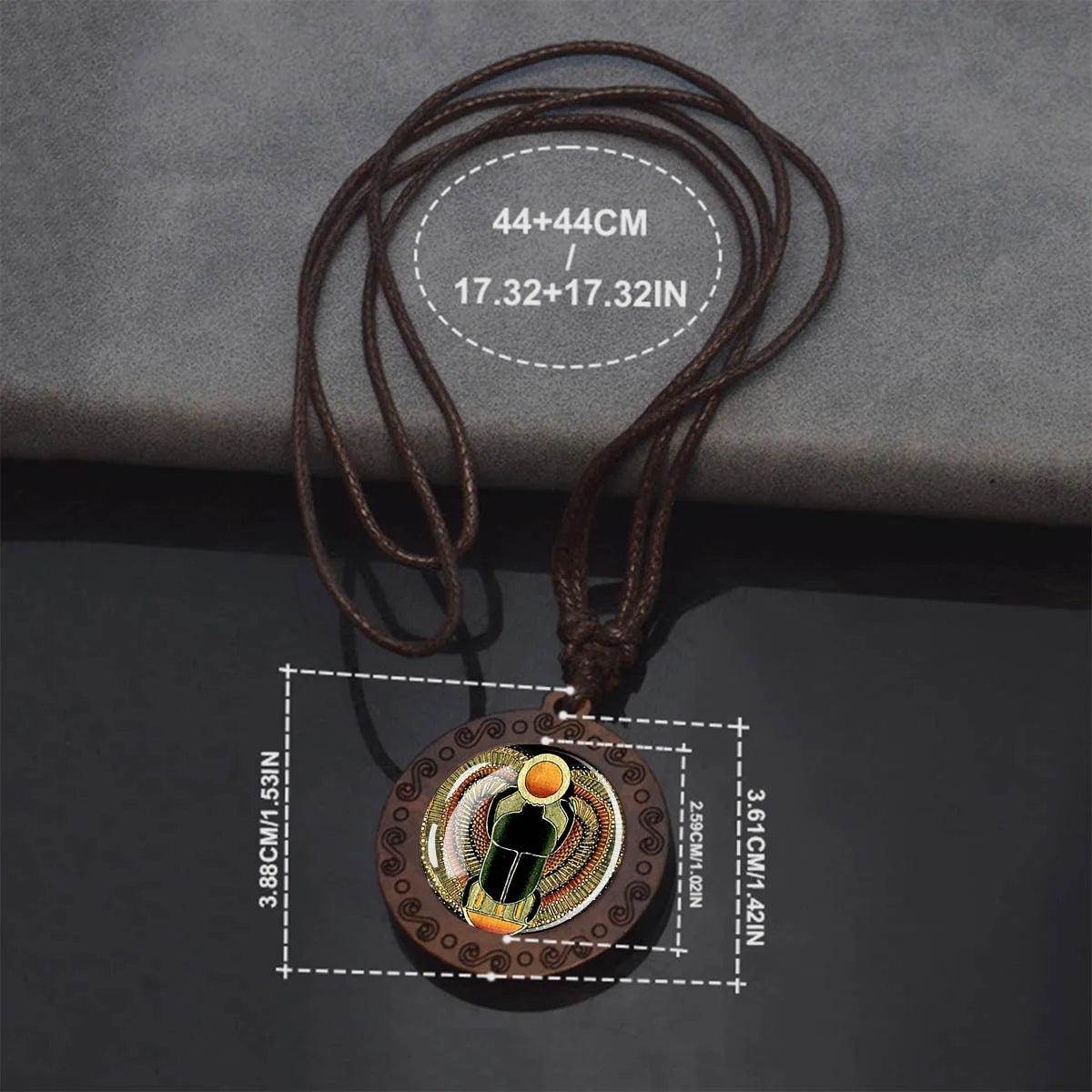 Ancient Egypt Pendants Ankh Anubis Scarab Sphinx Isis Goddess Wood Pendant Rope Chains Necklace for Women Men Egyptian Jewelry