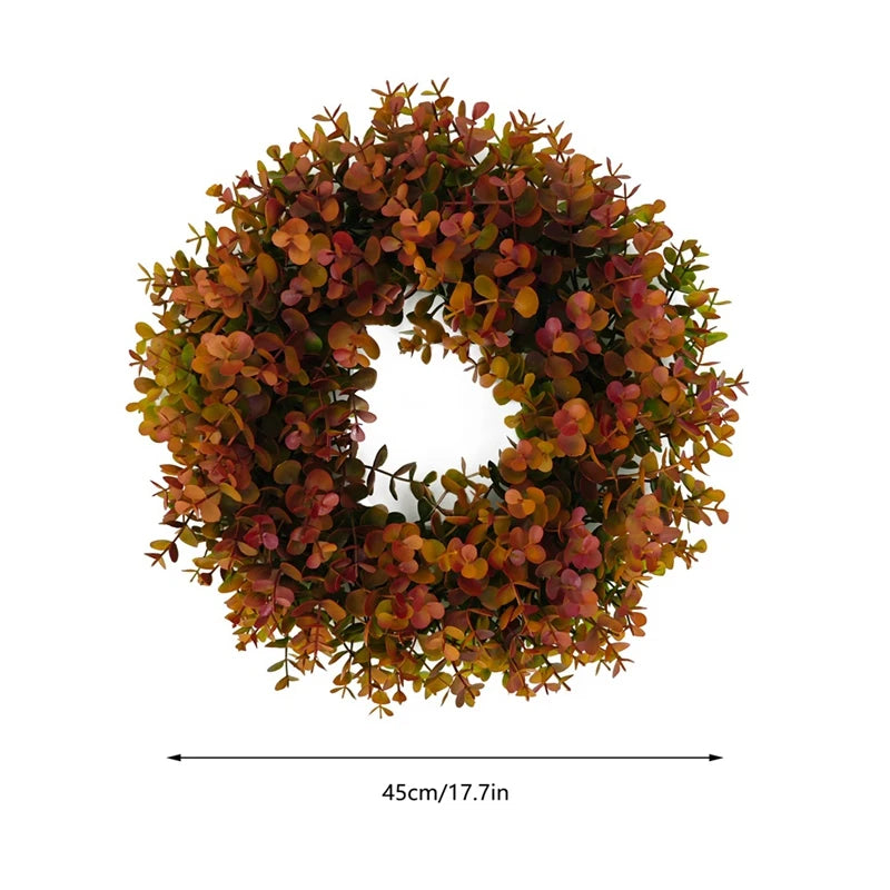 Artificial Eucalyptus Wreath For ront Door Thanksgiving Door Decoration Autumn Hanging Garland Ornament Plastic Wreath