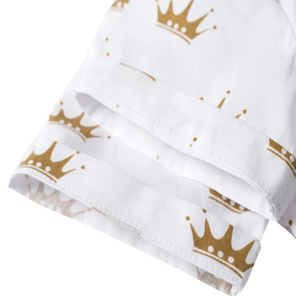 Birthday Suit For 1 2 3 4 5 6 Years Boys Kids Summer Cotton Clothes Crown Printed T-shirt Yellow Shorts 4 PCS Casual Outfit