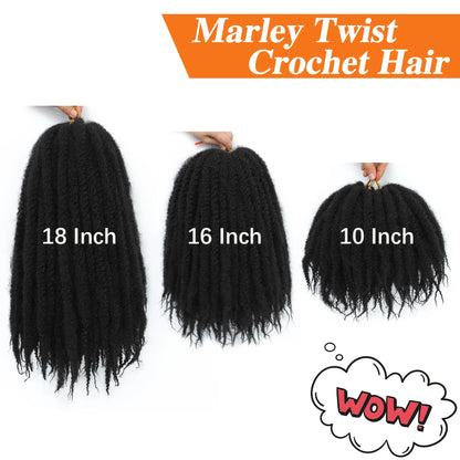 10-18Inch Marley Twist Braiding Hair Crochet Afro Kinky Braiding Hair Marley Twist Braids Synthetic Hair Extension for Women