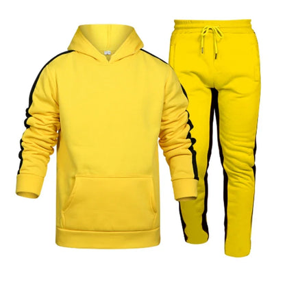 Mens Tracksuit Solid Color Casual Hooded Sweatshirt Suit High Quality Jogging Fitness 2 Pc Set Outdoors Football Sports Clothing