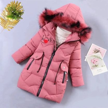 Kids Girls Cotton Jacket Winter Jacket For Girls Coat Baby Warm Hooded Outerwear Coat Girls Clothing Children Soild Down Coat