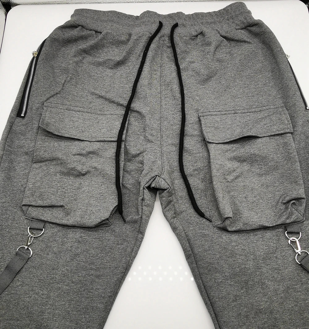 Men Cotton Cargo Pants Hip Hop Skinny Streetwear Grey Casual Slim Sport Trousers Male Training Workout Fitness Sweatpants