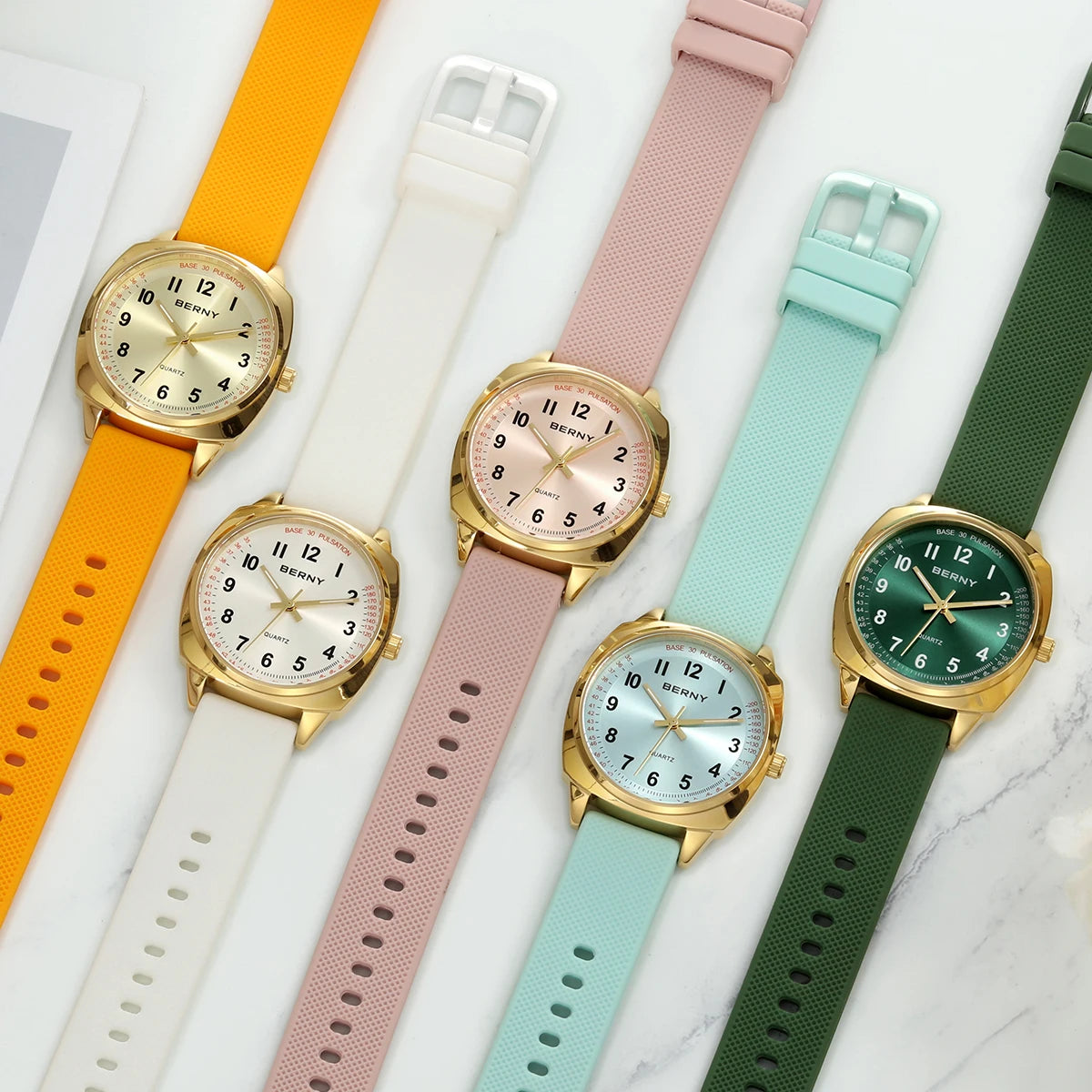 BERNY Women Watch Luminous Casual Simple Ladies Quartz Watches S/S Soft Silicone Strap Easy Read Fashion Women's Wristwatch