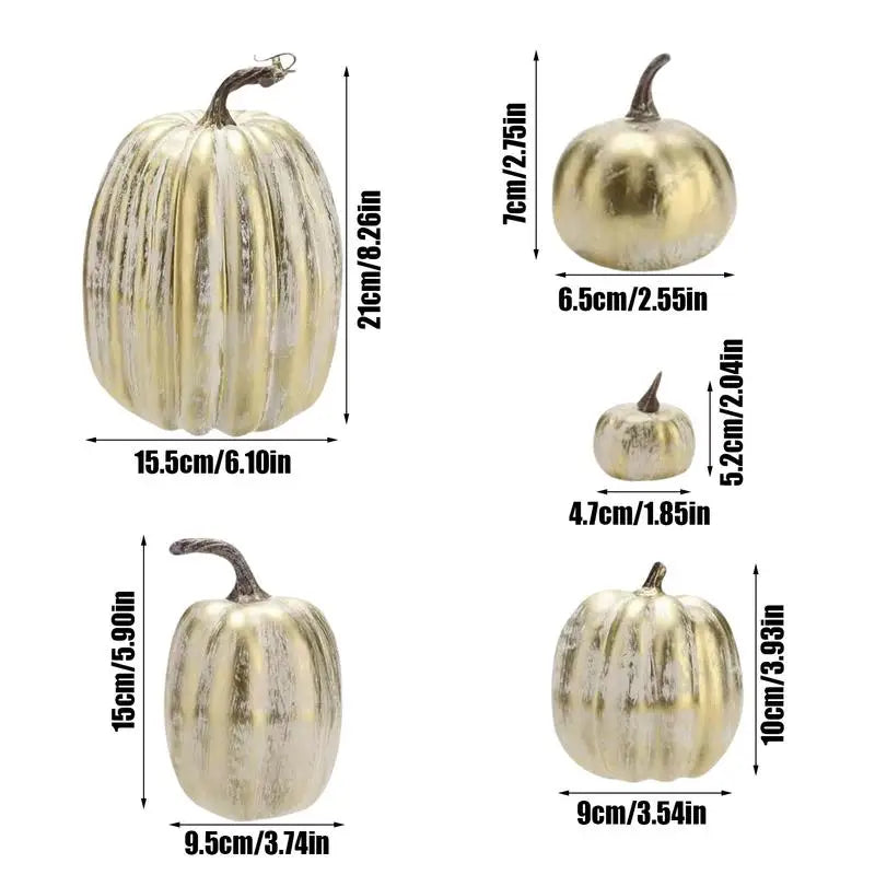 Simulated Golden Pumpkin Set Halloween Centerpiece Props 14pcs Assorted Faux Harvest Pumpkins for Home Garden Patio Yard Hotel