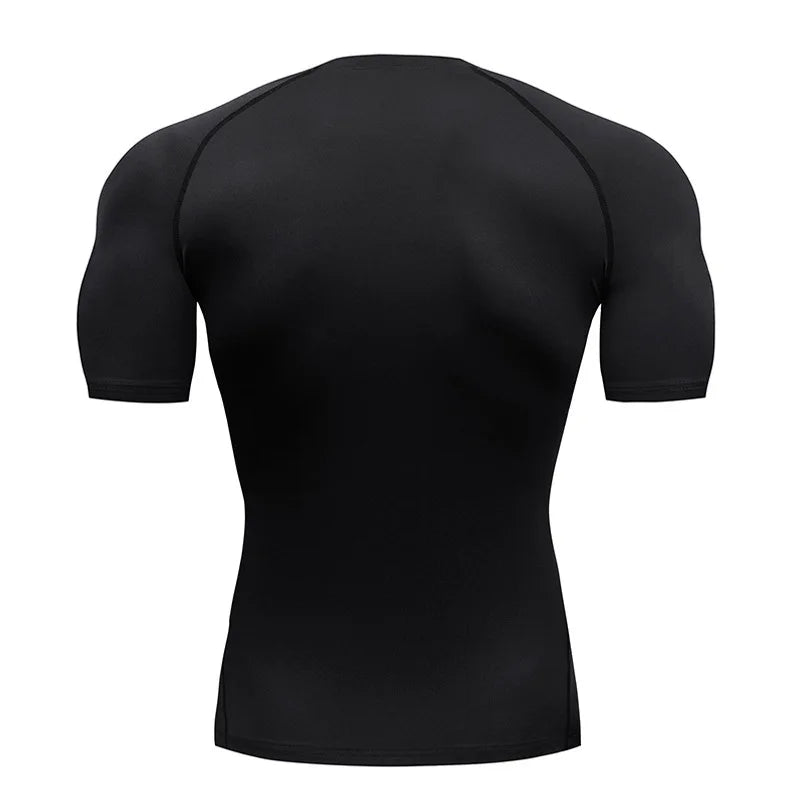 Summer Compression Sweatshirt Short Sleeve Men's Fitness T-Shirt Running Quick-Dry Top Gym Workout Bodybuilding T-Shirt S-3XL