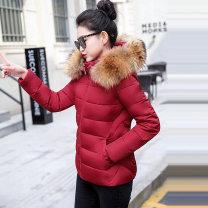 Autumn Coat Female Jacket New 2024 Hooded Parka Warm Big Fur Winter Jacket Women Wadded Ladies Plus size 5XL Women's down jacket