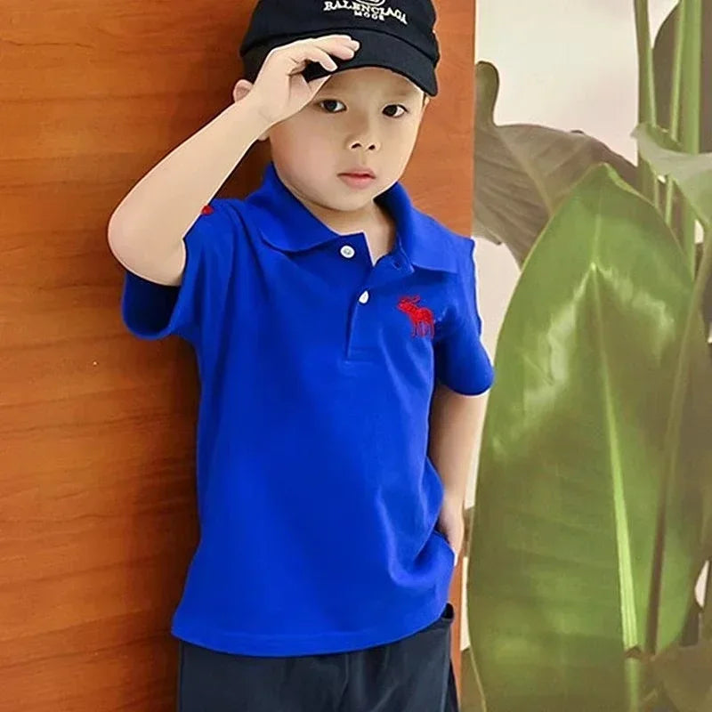 Baby Boys Polo Shirts Kids Short Sleeved T-shirt Cartoon Embroidery Blouses 2024 Summer 2 To 8 Yrs Children's Clothing