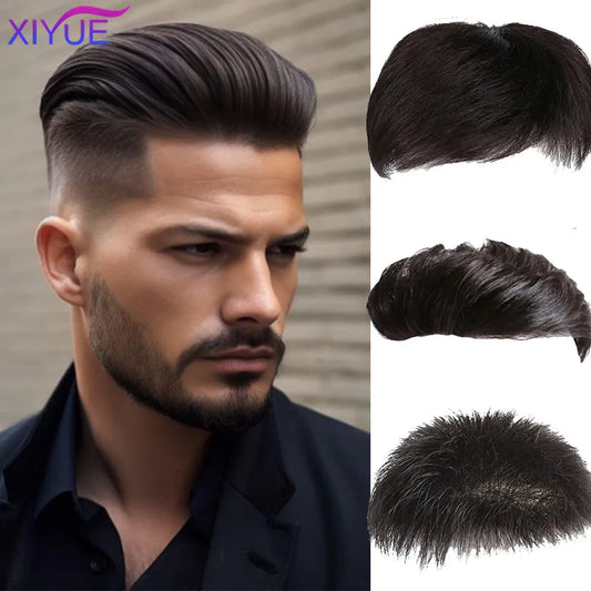 XIYUE Men's wigs men's short hair synthetic natural hair patches