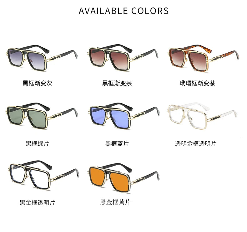 HOT WAVE Blue Mirror Sunglasses Men UV Ray Lense Eyewear Vintage Fashion Square Men's Sun Glasses 95885