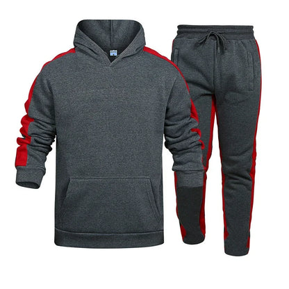 Mens Tracksuit Solid Color Casual Hooded Sweatshirt Suit High Quality Jogging Fitness 2 Pc Set Outdoors Football Sports Clothing