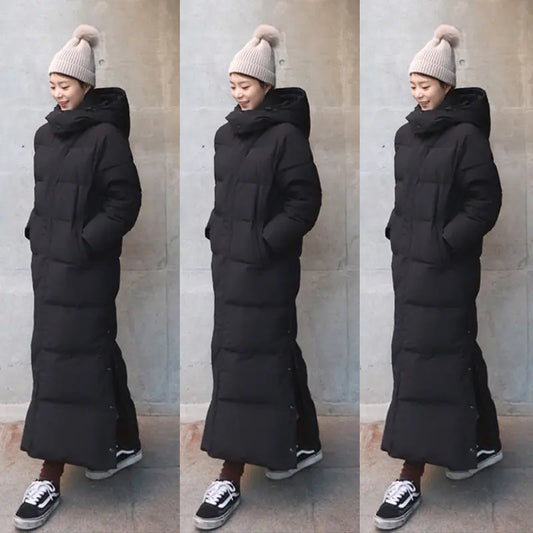 Long Winter Jacket Parka Maxi X-Long Women Coat Casual Loose Overcoat Female Clothing Outerwear Cotton Down Hood Fluff