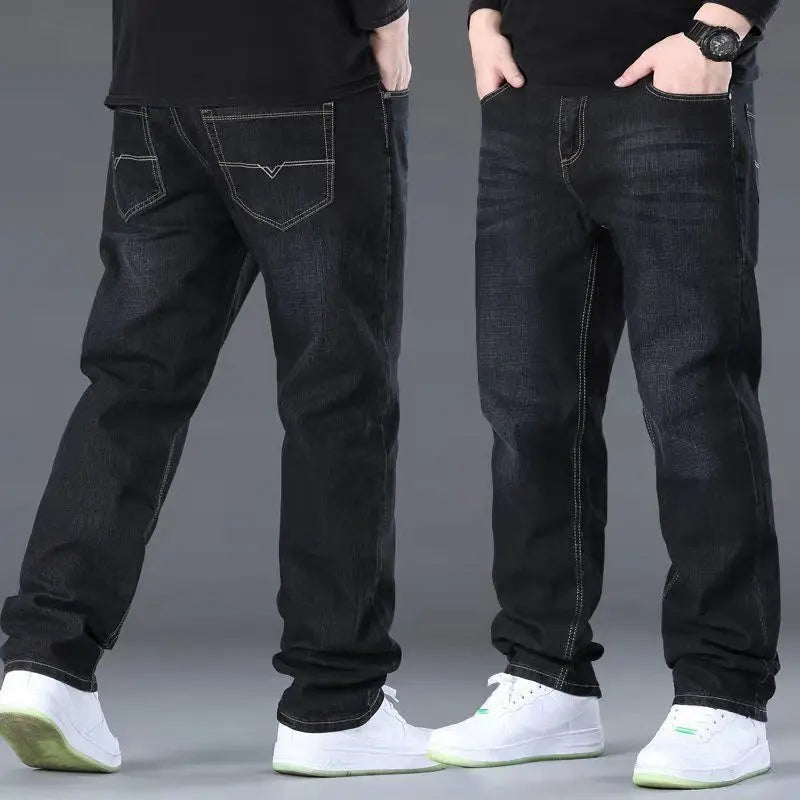 10XL Men's Classic Jeans Man Pants Oversize Plus Size FASHION JEAN Wide Leg Trousers Baggy Clothes Clothing Cargo Male Mens Slim