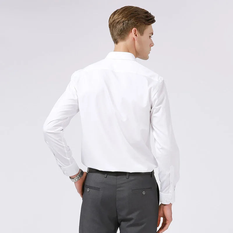 Men's White Shirt Long-sleeved Non-iron Business Professional Work Collared Clothing Casual Suit Button Tops Plus Size S-5XL