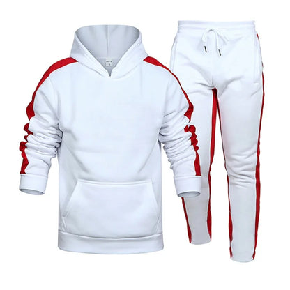 Mens Tracksuit Solid Color Casual Hooded Sweatshirt Suit High Quality Jogging Fitness 2 Pc Set Outdoors Football Sports Clothing