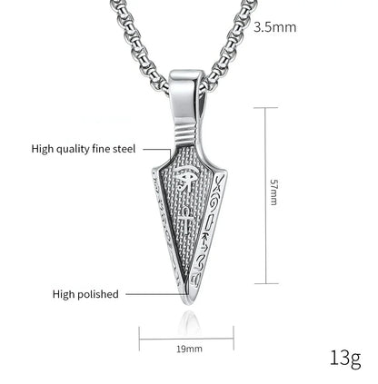 Men Stainless Steel Necklaces Jewelry Retro Eye of Horus Ankh Egyptian Cross Necklace Spearhead Arrowhead Pendant Accessories