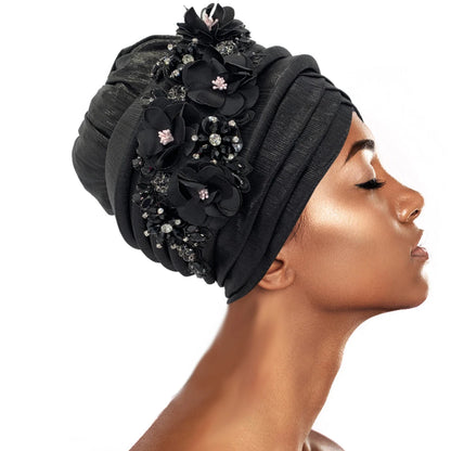 2024 New African Women's Turban Cap Nigeria Auto Gele Headtie Already Made Wedding Geles Female Head Wraps with Diamond Flower