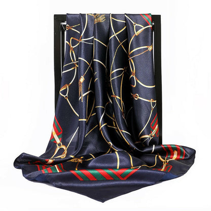 90*90cm Luxury Brand Square Scarf Fashion Beach Women Head Silk Wrap Spring Summer Shawl Ladies Foulard Bandanna Muffler hijab