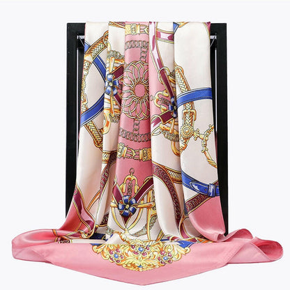 90*90cm Luxury Brand Square Scarf Fashion Beach Women Head Silk Wrap Spring Summer Shawl Ladies Foulard Bandanna Muffler hijab