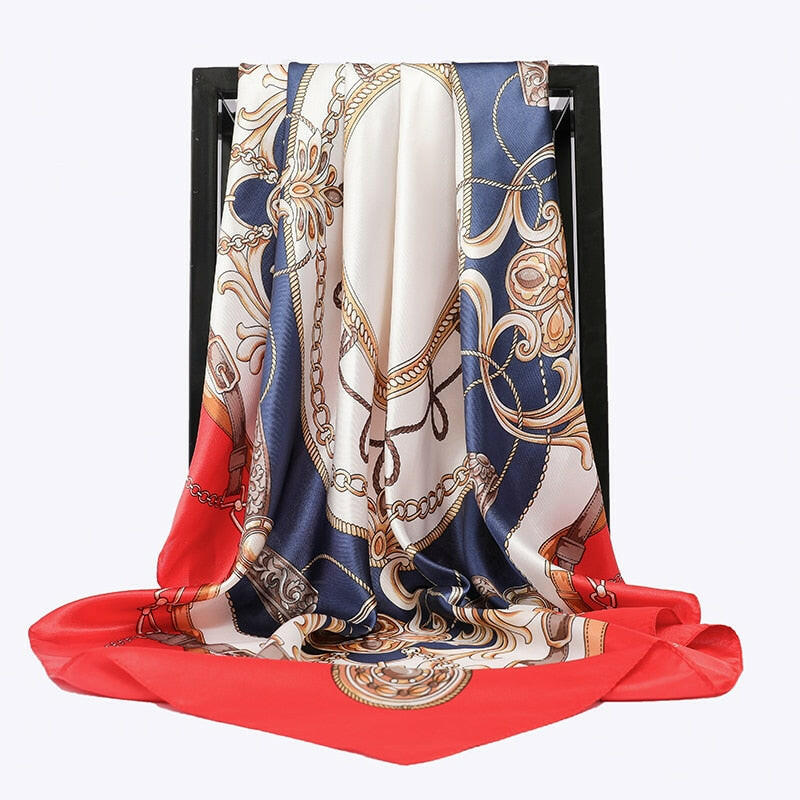 90*90cm Luxury Brand Square Scarf Fashion Beach Women Head Silk Wrap Spring Summer Shawl Ladies Foulard Bandanna Muffler hijab