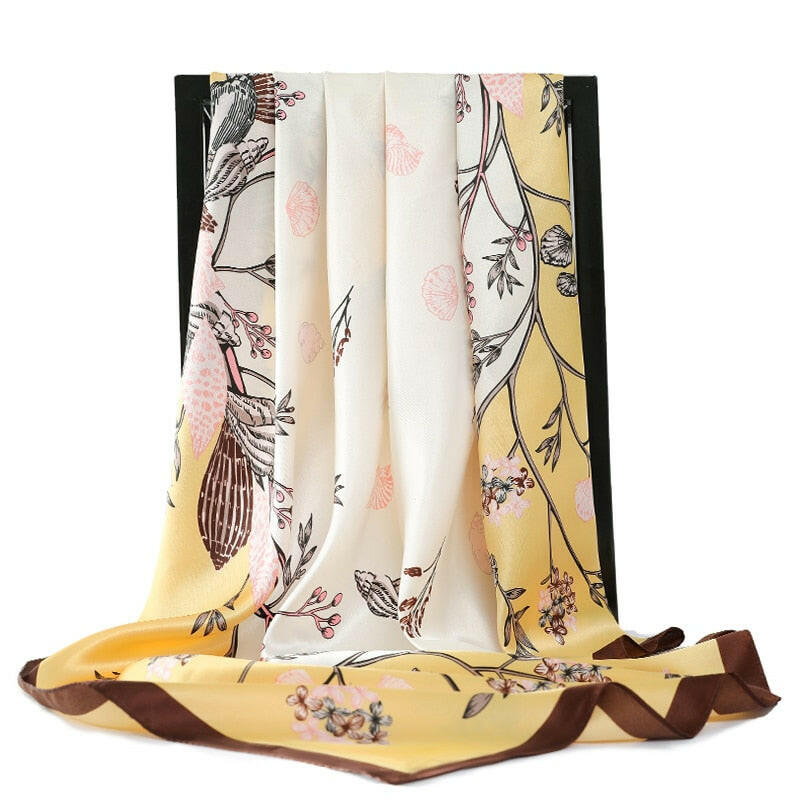 90*90cm Luxury Brand Square Scarf Fashion Beach Women Head Silk Wrap Spring Summer Shawl Ladies Foulard Bandanna Muffler hijab