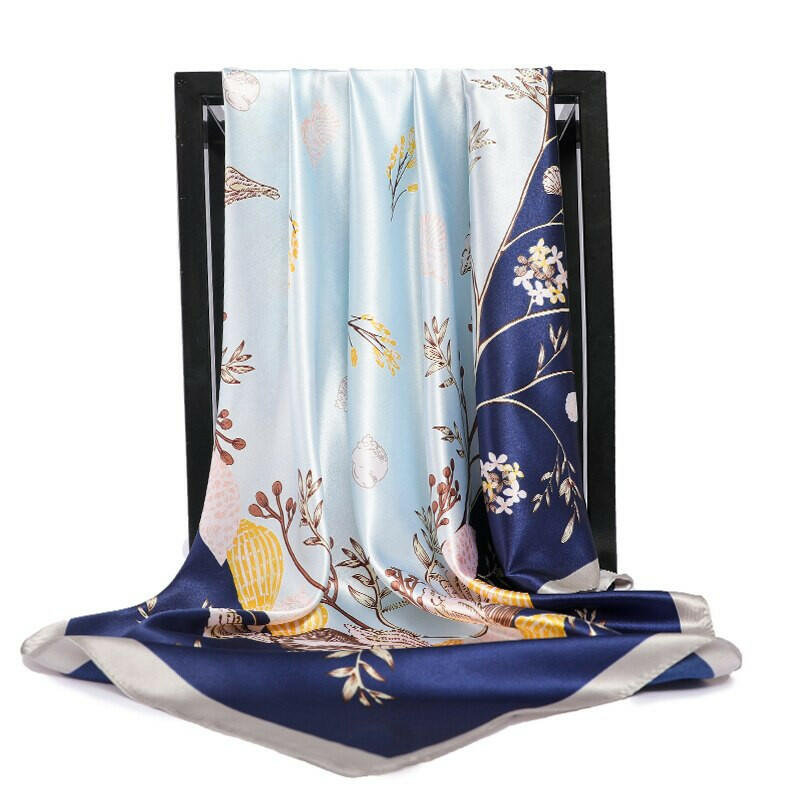 90*90cm Luxury Brand Square Scarf Fashion Beach Women Head Silk Wrap Spring Summer Shawl Ladies Foulard Bandanna Muffler hijab