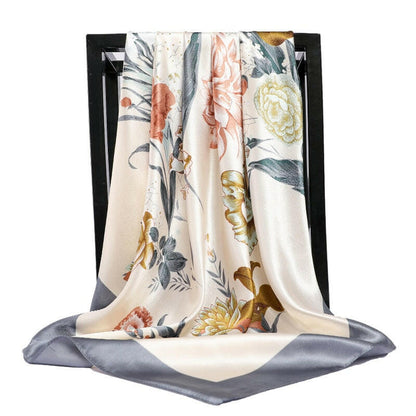 90*90cm Luxury Brand Square Scarf Fashion Beach Women Head Silk Wrap Spring Summer Shawl Ladies Foulard Bandanna Muffler hijab