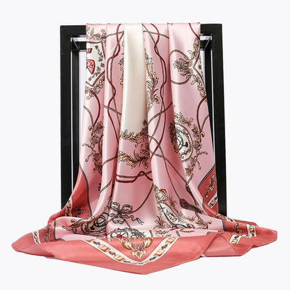 90*90cm Luxury Brand Square Scarf Fashion Beach Women Head Silk Wrap Spring Summer Shawl Ladies Foulard Bandanna Muffler hijab